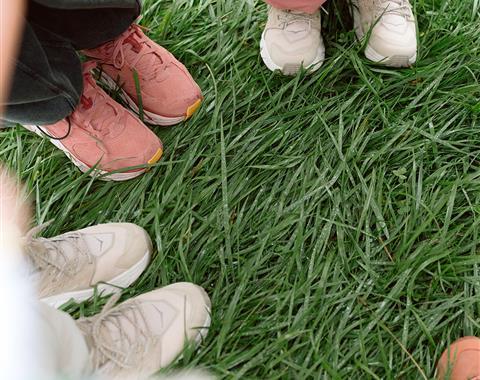 two girls hiking in woods