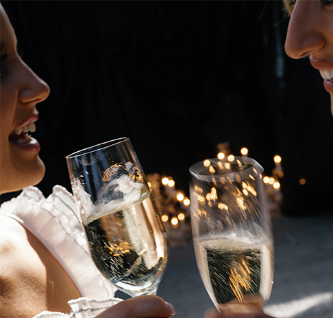 champagne cheers at holiday celebration
