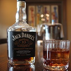jack daniel's bottle and glass
