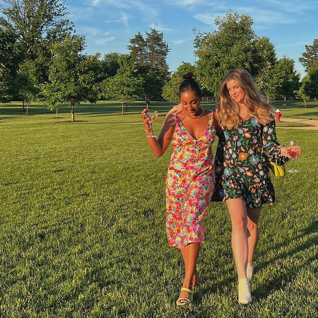 the two girls chilling around